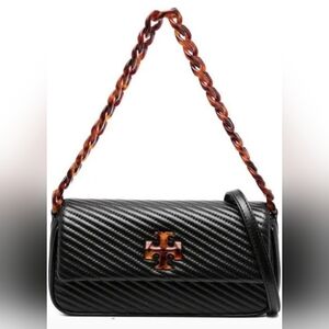 NWT Tory Burch Black Kira Moto Quilt Flap Bag
